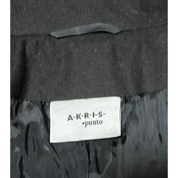 Akris Punto Black Wool Stretch Coat Size 10 Swiss Made Structured Shoulders - Picture 6 of 16